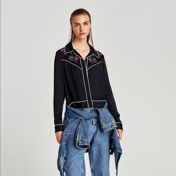 Zara Pajama Floral Print Shirt - Picture 6 of 6